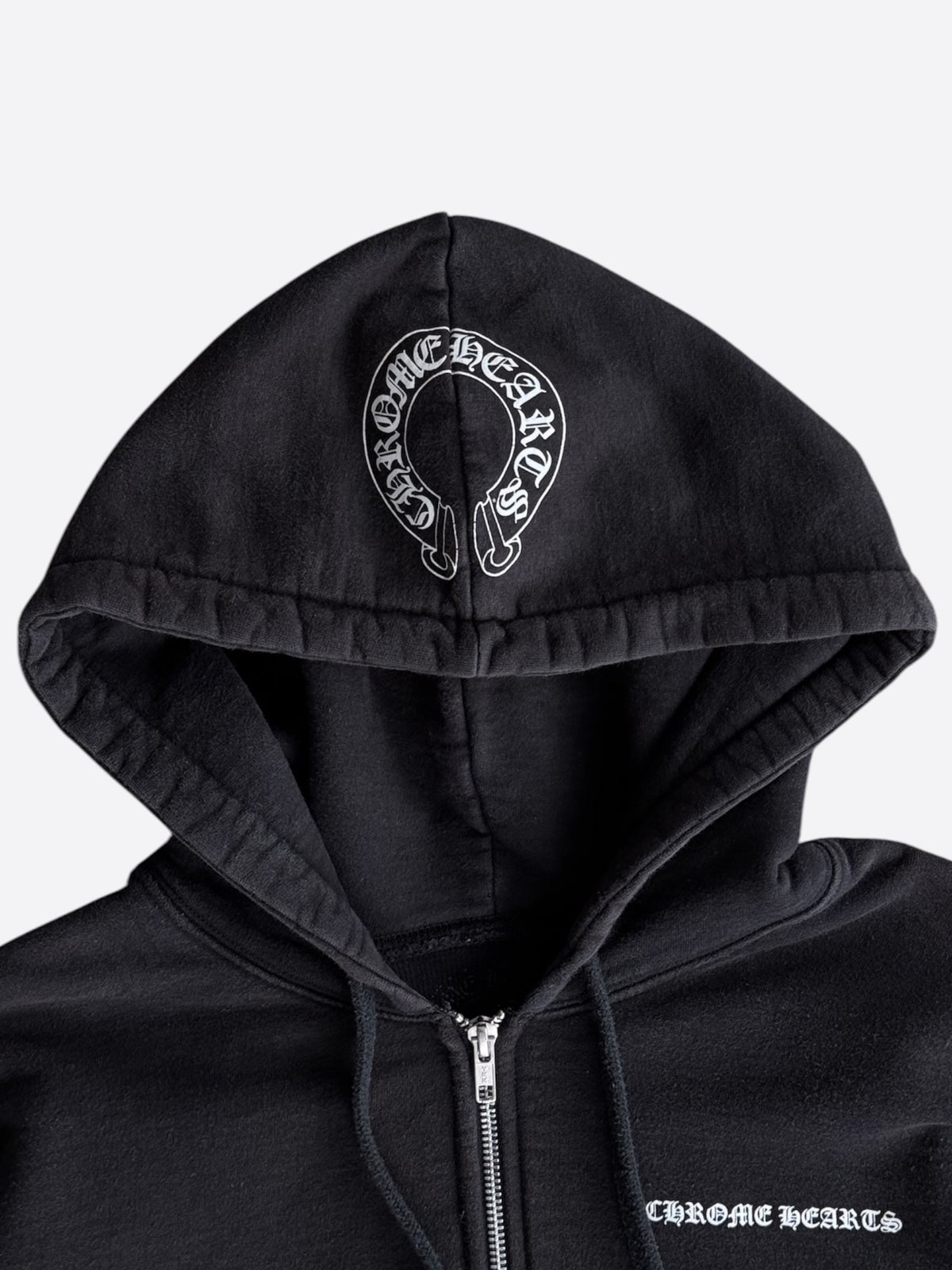 Chrome Hearts Black & White Malibu Cross Logo Zip Up Thermal Hoodie