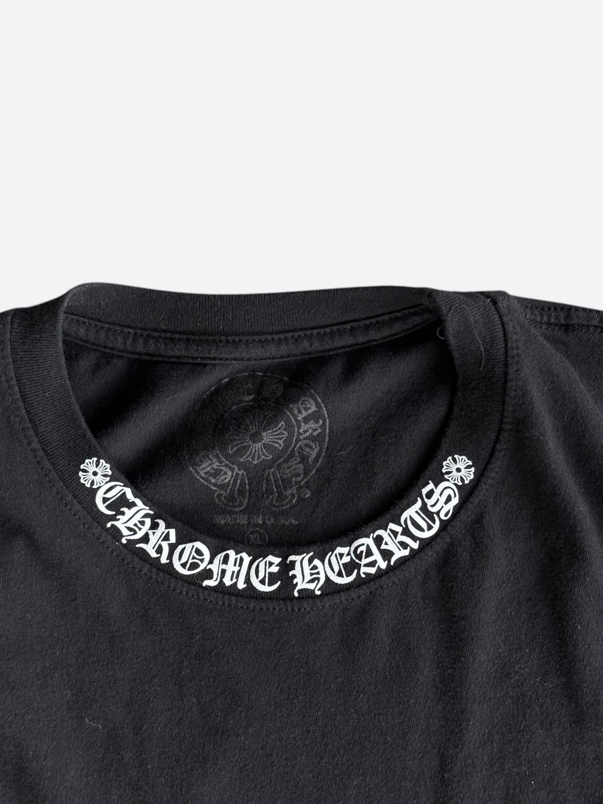 Chrome Hearts Black & White Neck Logo T-Shirt