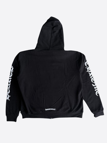 Chrome Hearts Black & White Script Logo Thermal Zip Up Hoodie