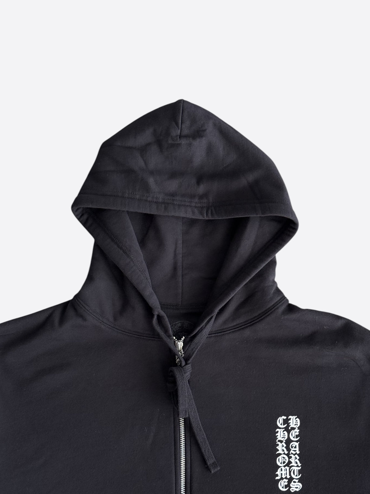 Chrome Hearts Black & White Script Logo Thermal Zip Up Hoodie