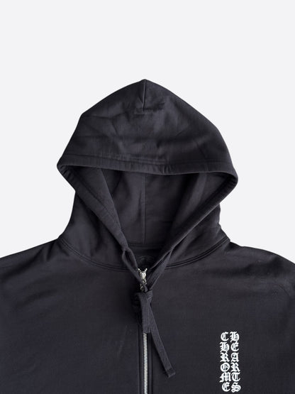 Chrome Hearts Black & White Script Logo Thermal Zip Up Hoodie