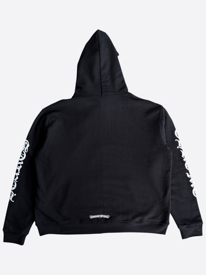 Chrome Hearts Black & White Script Logo Thermal Zip Up Hoodie