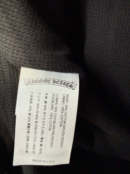 Chrome Hearts Black & White Script Logo Thermal Zip Up Hoodie
