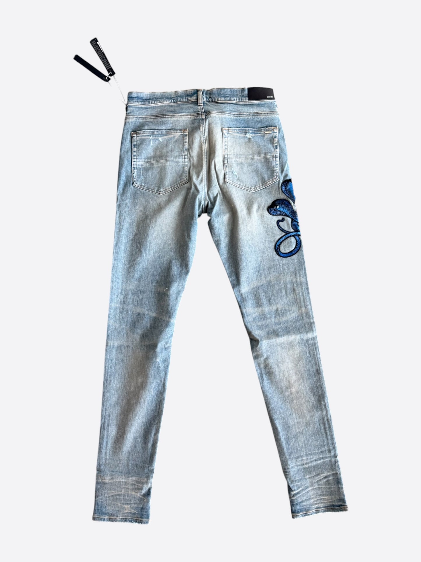 Amiri Clay Indigo Blue Snake Thrasher Jeans