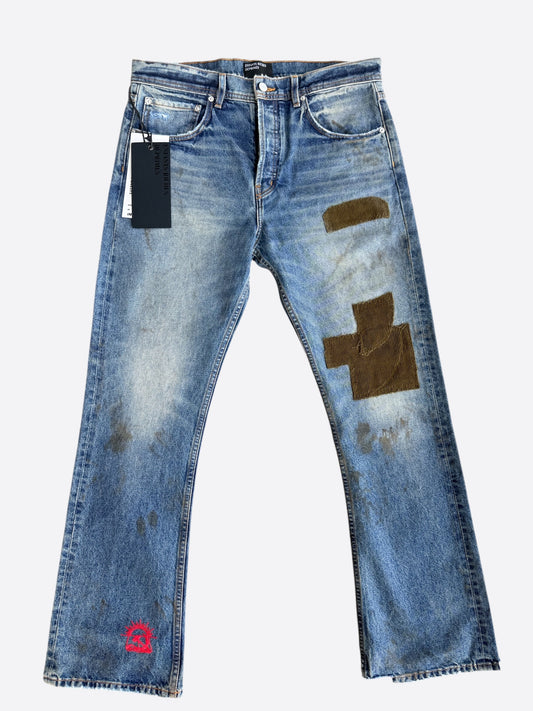 Enfants Riches Deprimes Blue Patchwork Flared Jeans