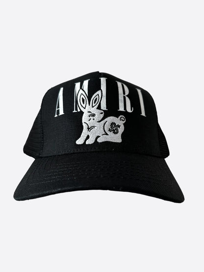 Amiri Black & White Rabbit Core Logo Trucker Hat