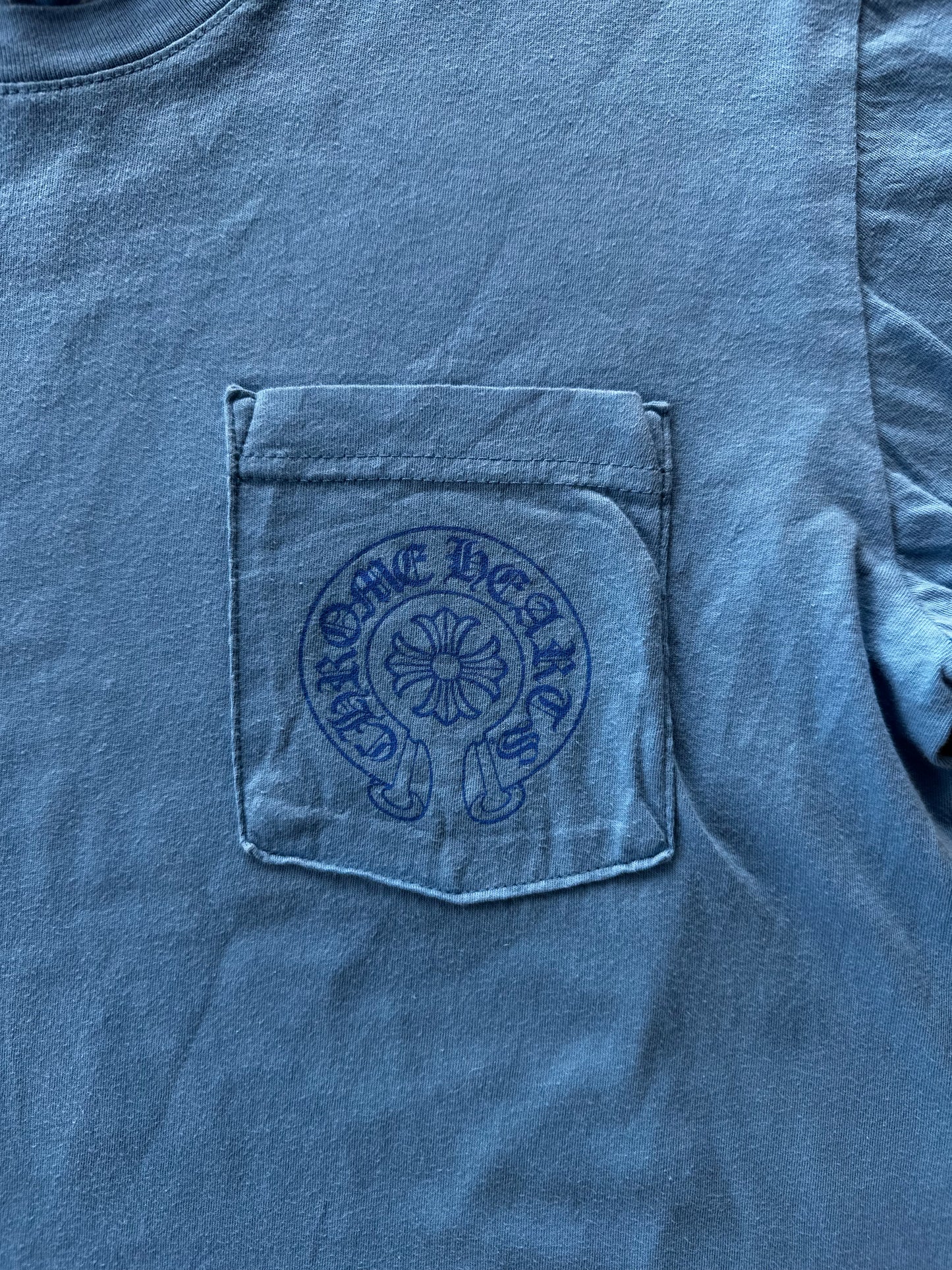 Chrome Hearts Blue Miami Horseshoe Logo T-Shirt