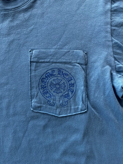 Chrome Hearts Blue Miami Horseshoe Logo T-Shirt