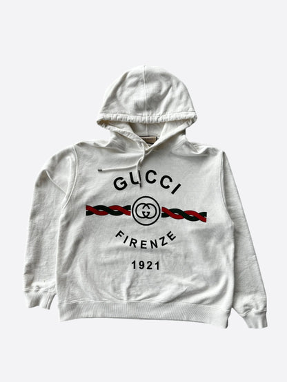 Gucci White Firenze Logo Hoodie