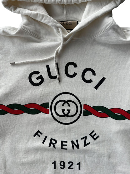 Gucci White Firenze Logo Hoodie