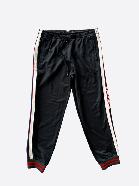 Gucci Black Logo Striped Trackpants