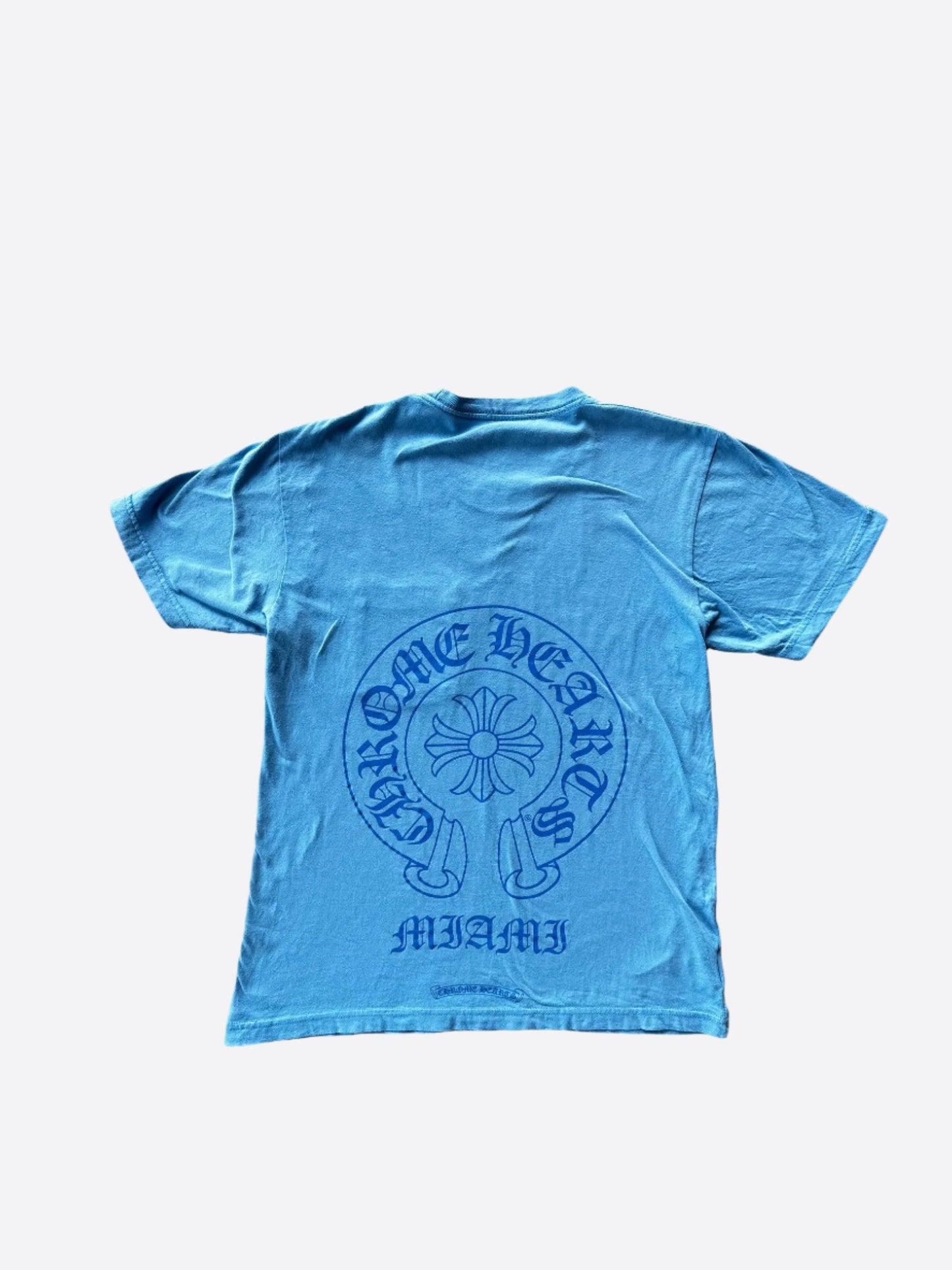 Chrome Hearts Blue Miami Horseshoe Logo T-Shirt