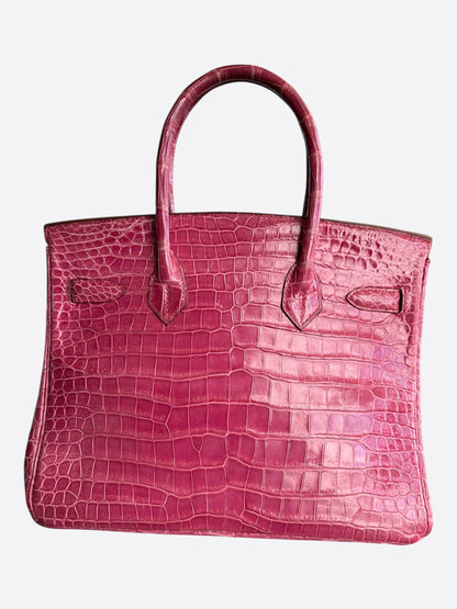 Hermes Pink Crocodile & Palladium Hardware Birkin 30