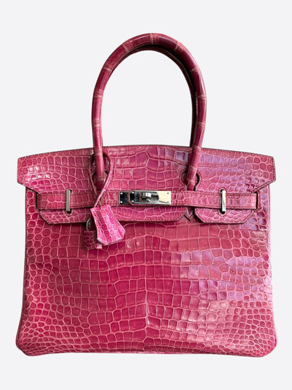 Hermes Pink Crocodile & Palladium Hardware Birkin 30