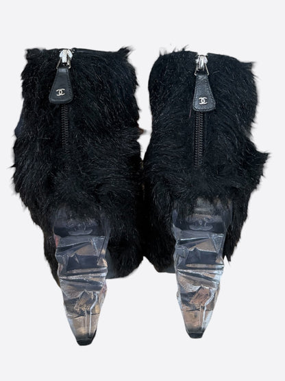 Chanel Black Fur Boots