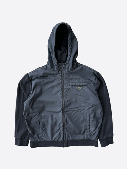 Prada Black Nylon Zip Up Hoodie