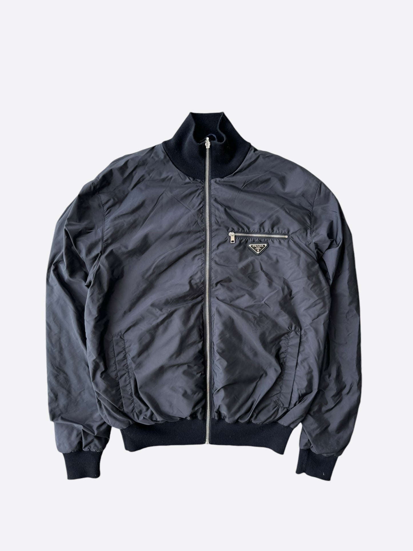 Prada Black Nylon Reversible Bomber Jacket