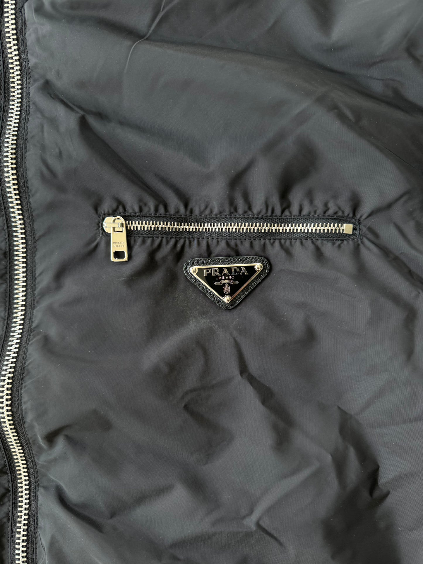 Prada Black Nylon Reversible Bomber Jacket