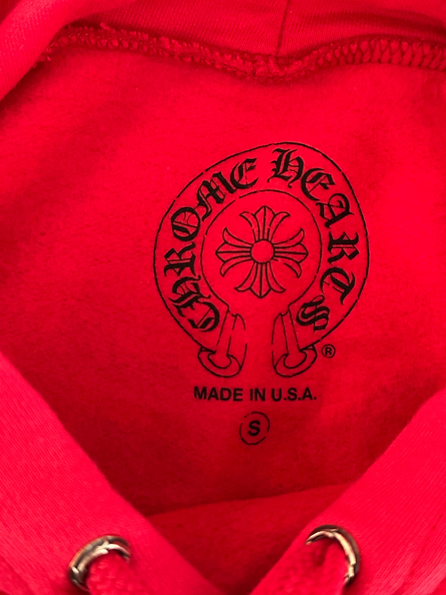 Chrome Hearts Red & White Scroll Logo Hoodie