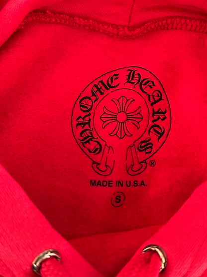 Chrome Hearts Red & White Scroll Logo Hoodie