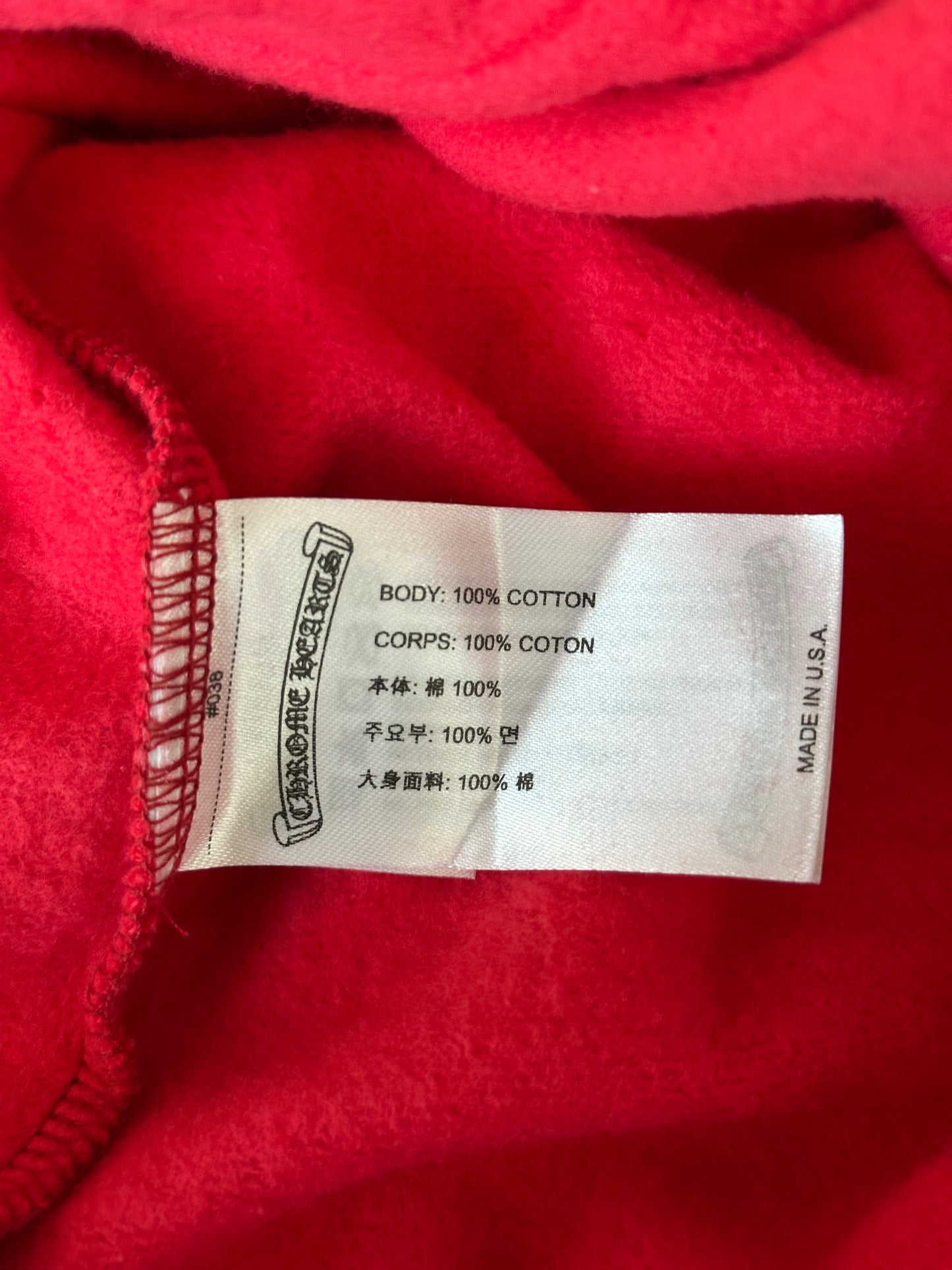 Chrome Hearts Red & White Scroll Logo Hoodie