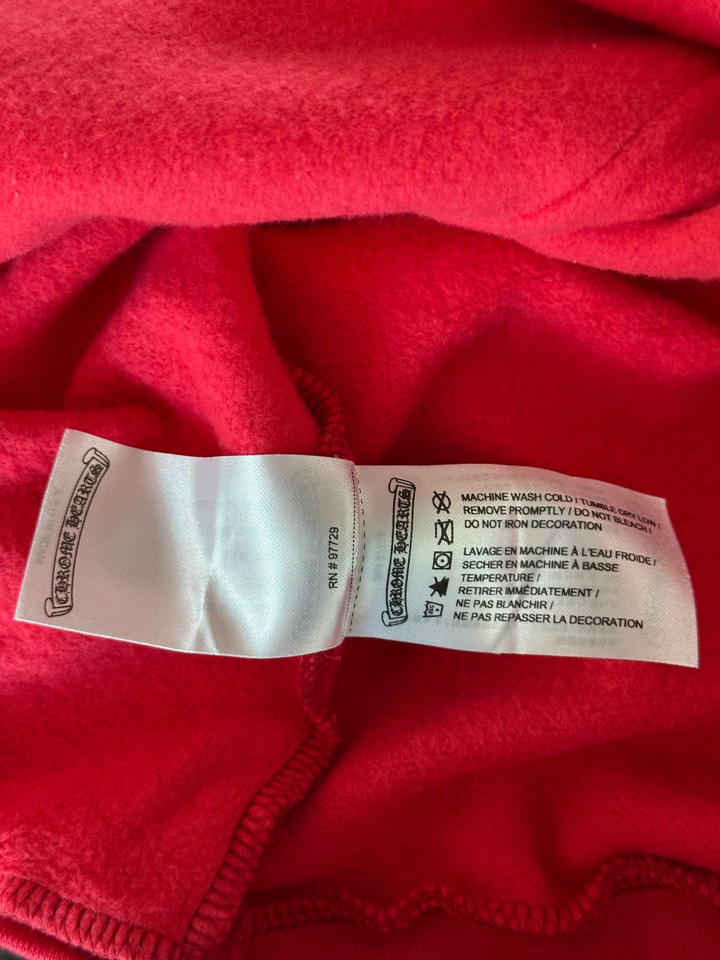 Chrome Hearts Red & White Scroll Logo Hoodie