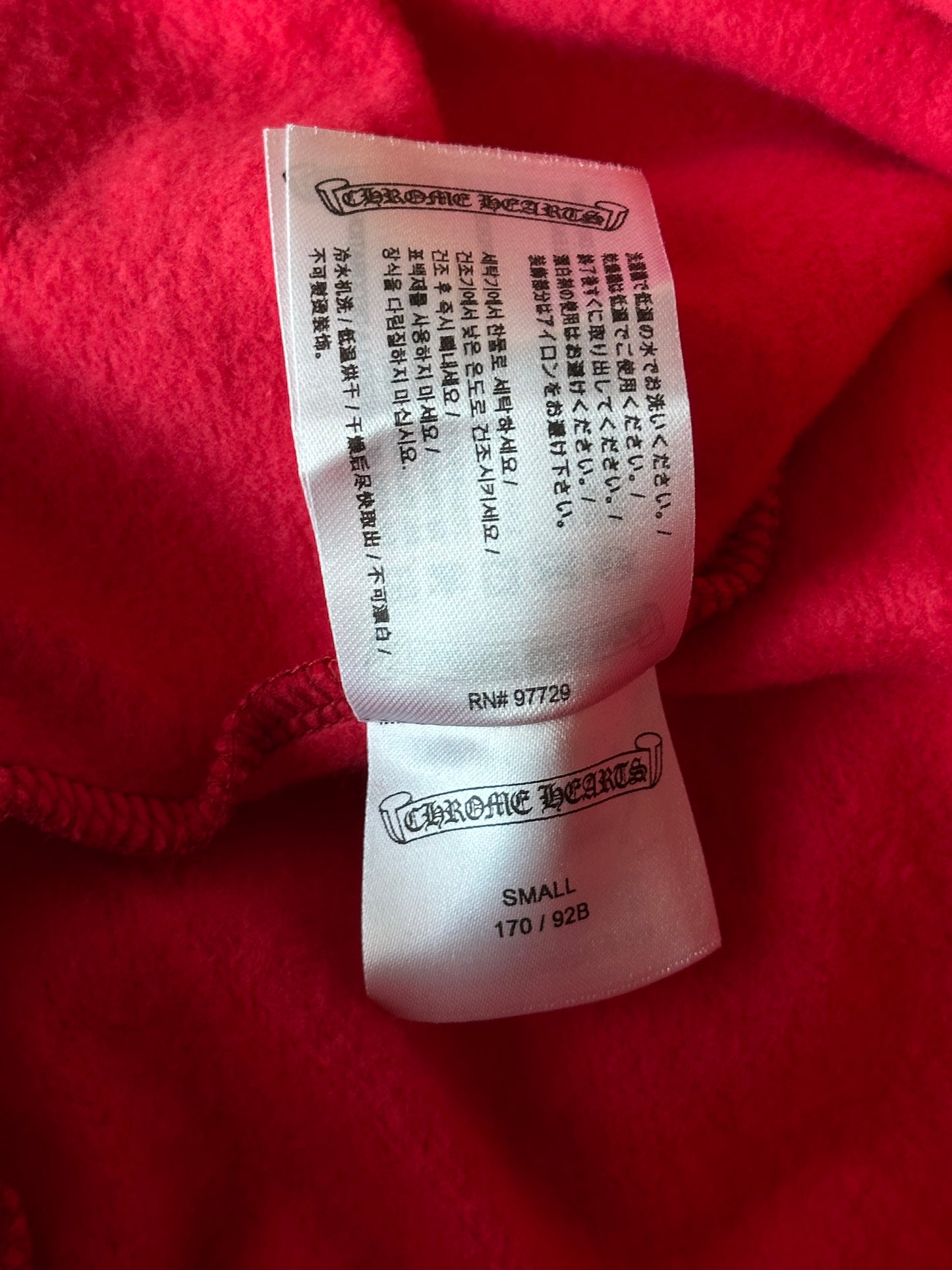 Chrome Hearts Red & White Scroll Logo Hoodie