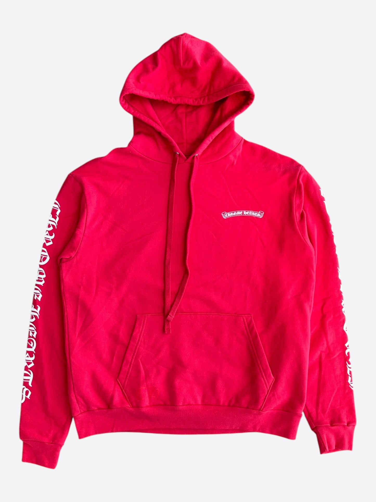 Chrome Hearts Red & White Scroll Logo Hoodie