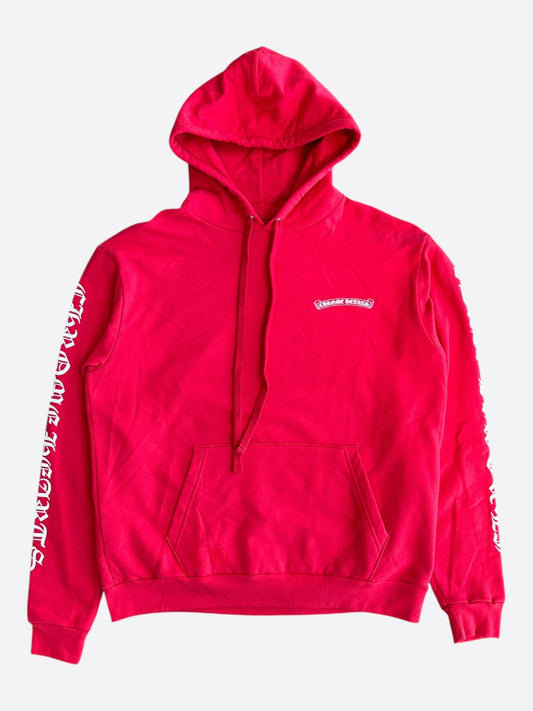 Chrome Hearts Red & White Scroll Logo Hoodie