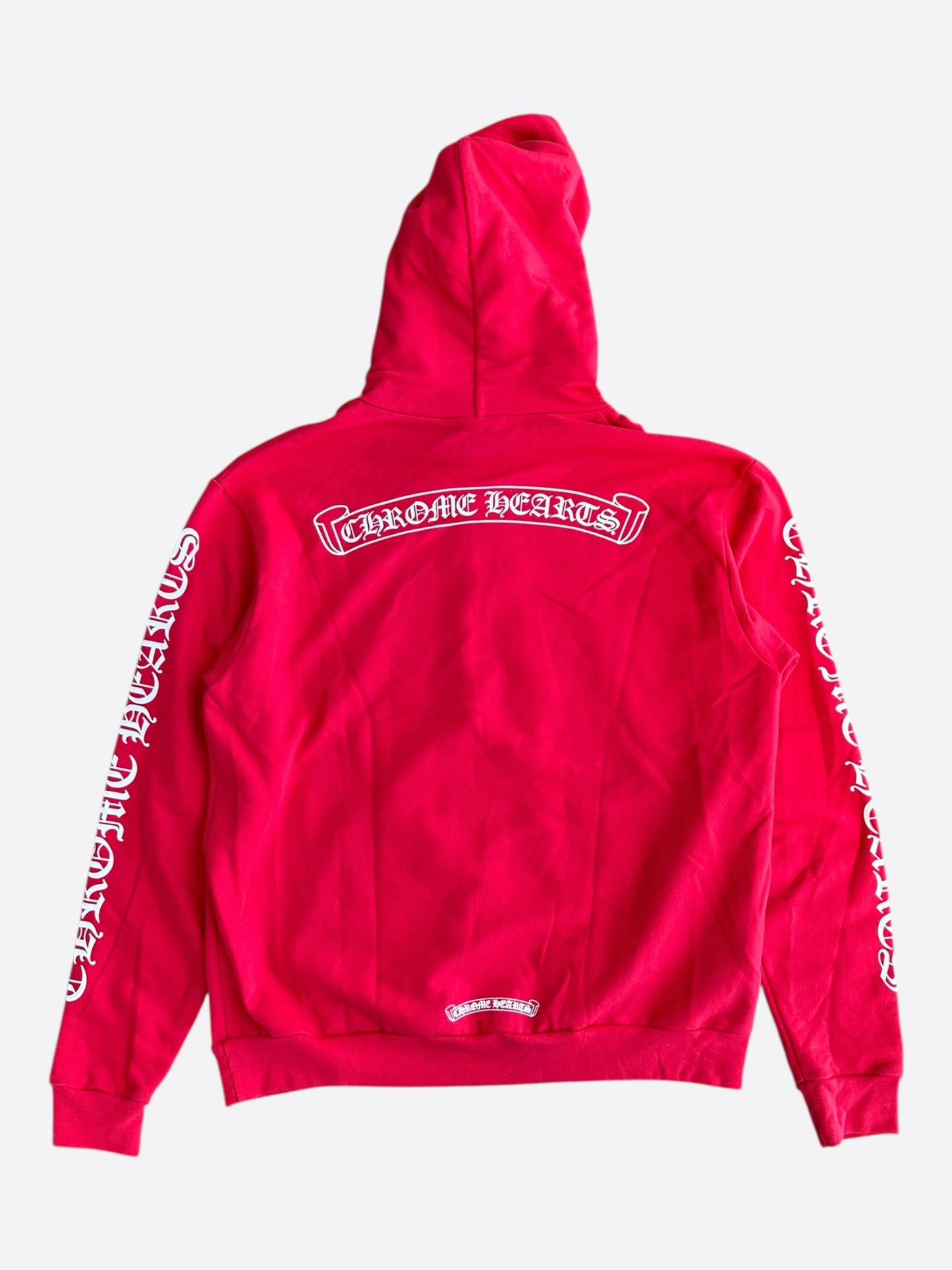 Chrome Hearts Red & White Scroll Logo Hoodie