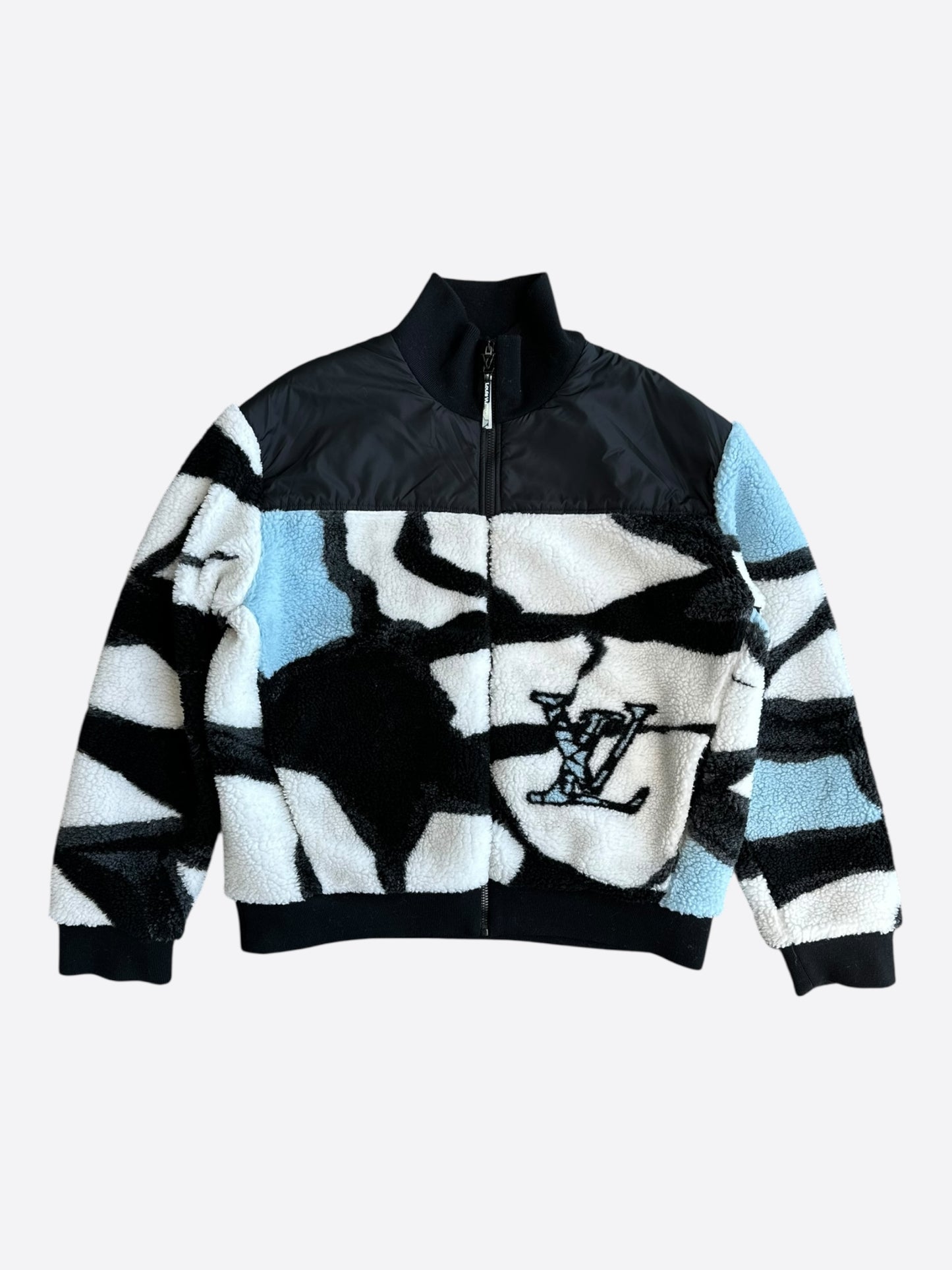 Louis Vuitton Black & White Logo Fleece Jacket