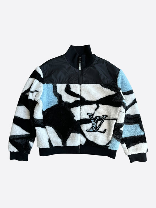 Louis Vuitton Black & White Logo Fleece Jacket