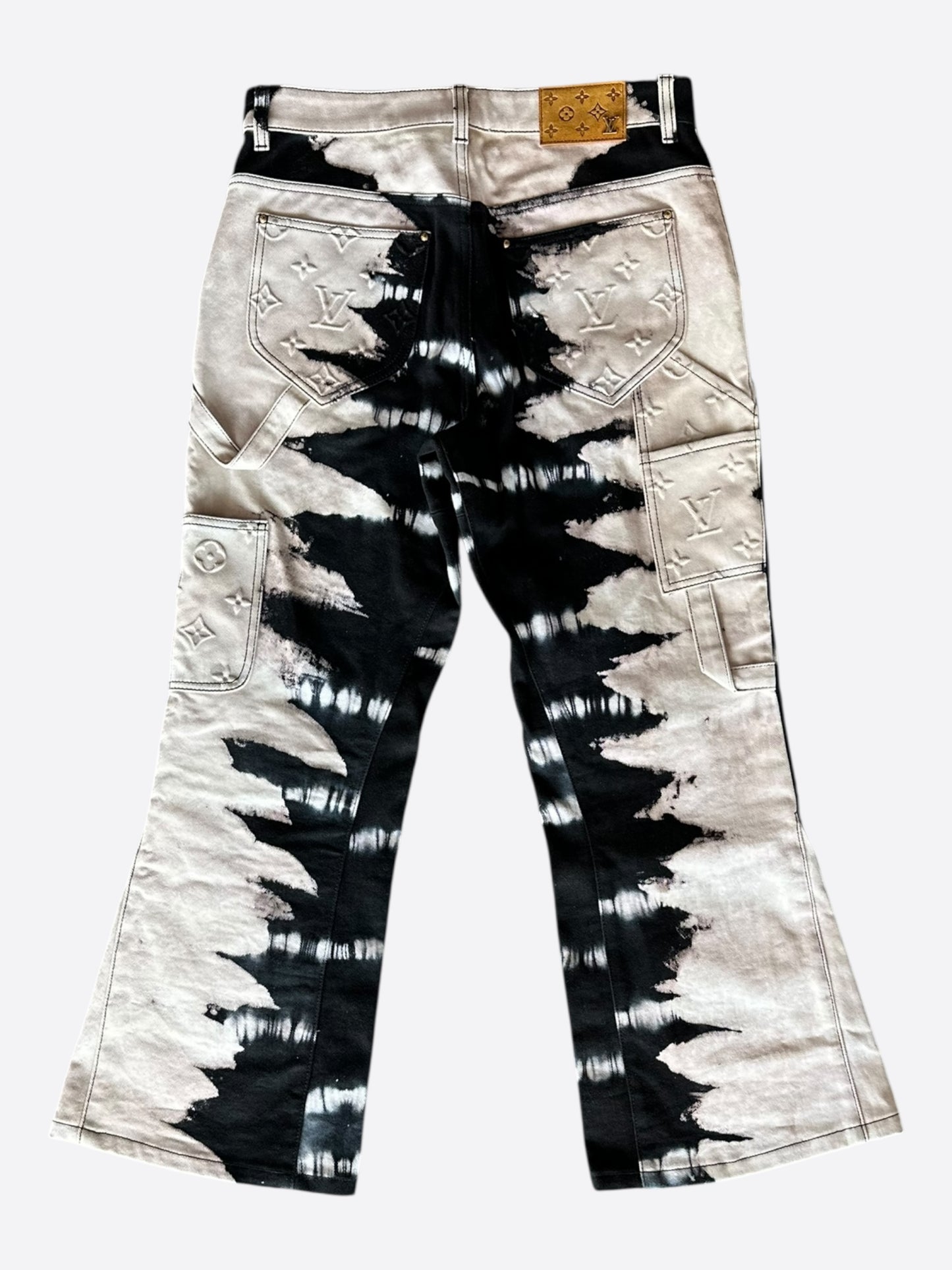 Louis Vuitton Black & Cream Tie-Dye Monogram Carpenter Pants