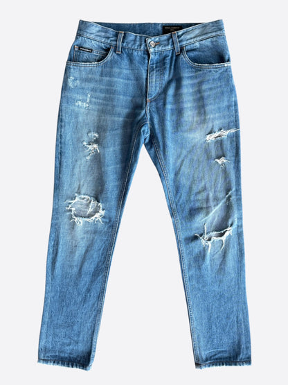 Dolce & Gabbana Blue Distressed Denim Jeans