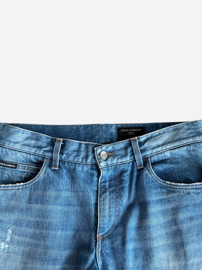 Dolce & Gabbana Blue Distressed Denim Jeans