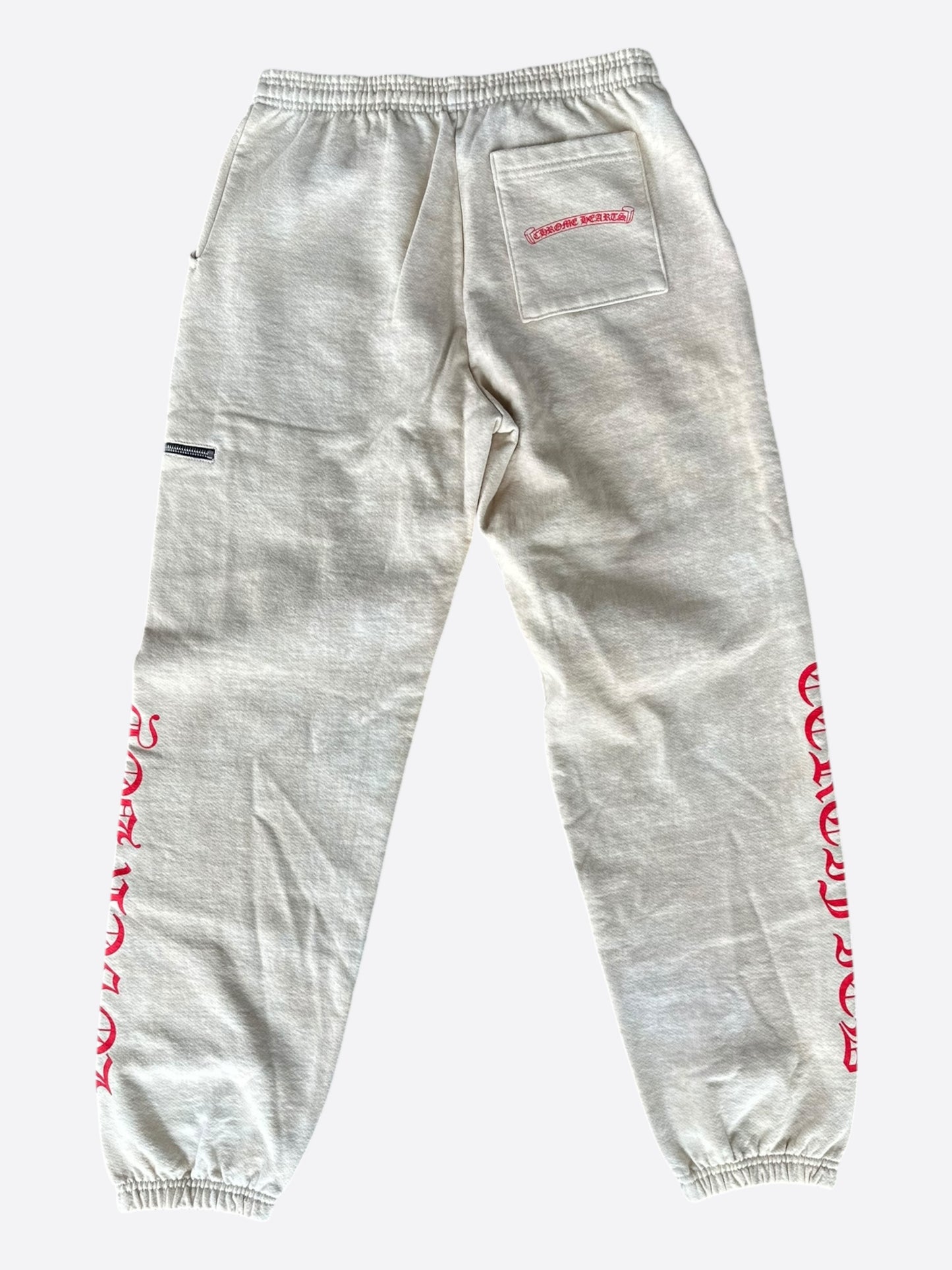 Chrome Hearts Drake Cream & Pink Certified Chrome Cross Logo Sweatpants