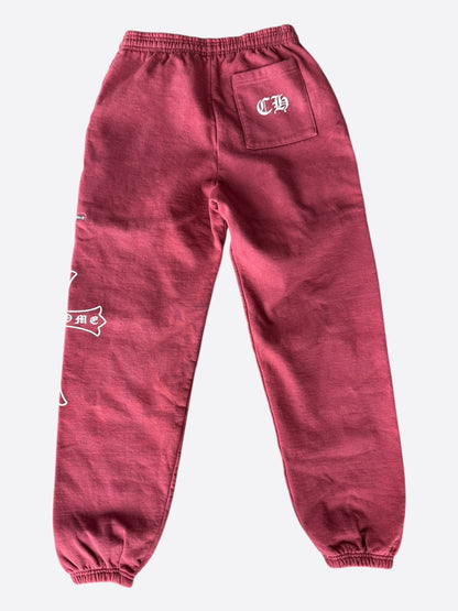Chrome Hearts Drake Red & White Certified Chrome Cross Logo Sweatpants