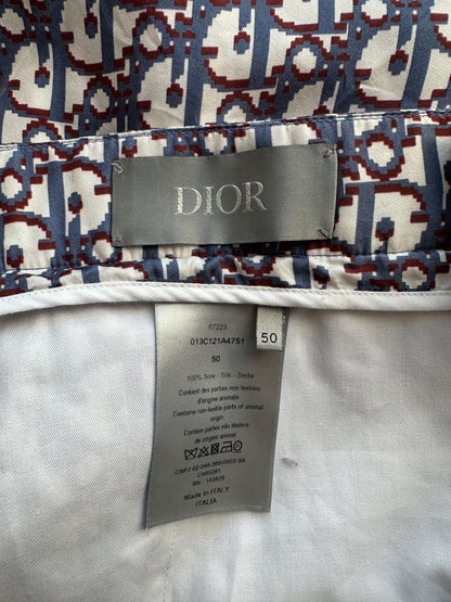 Dior Blue & Red Pixel Oblique Bermuda Silk Shorts