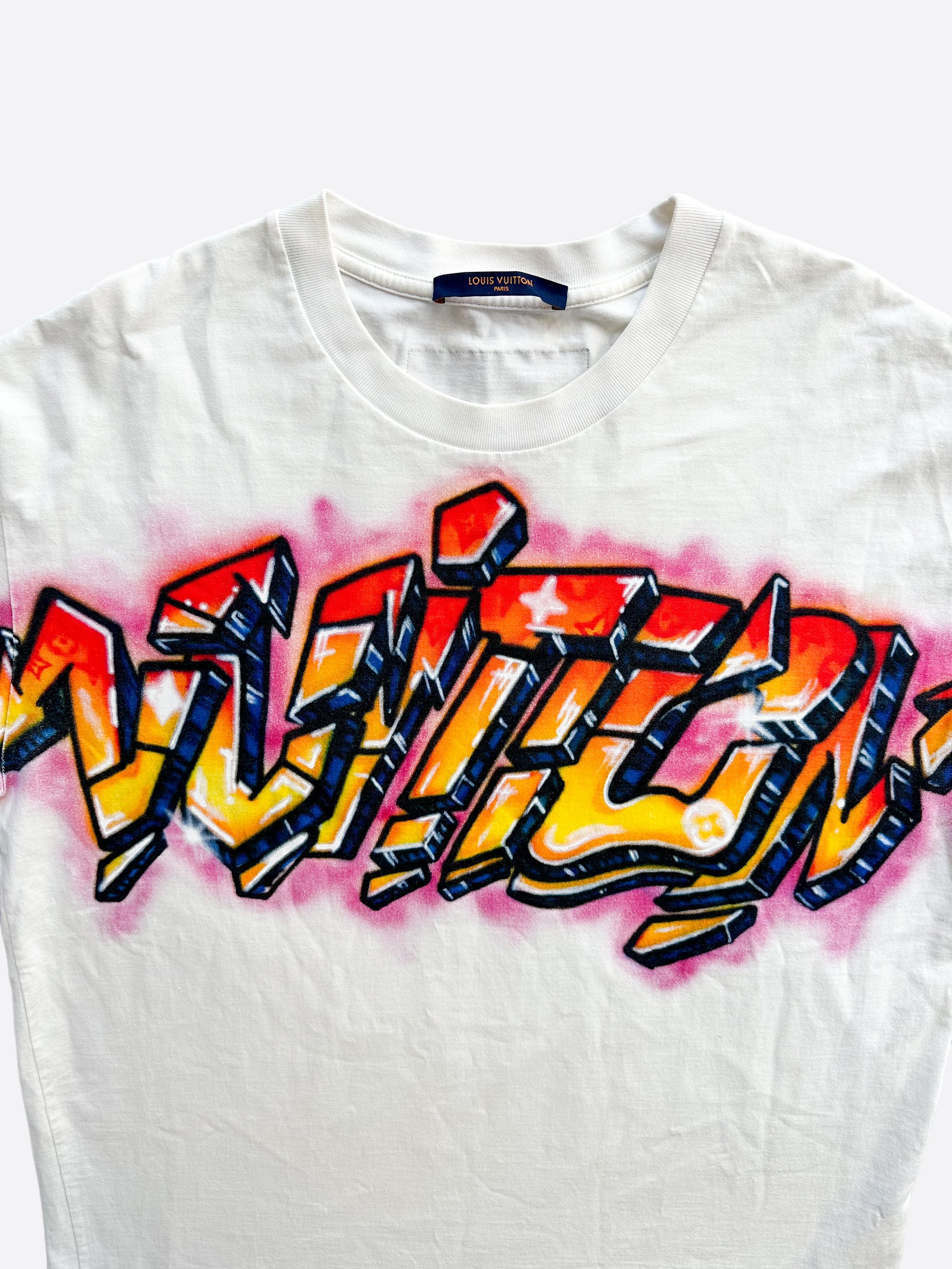 Louis Vuitton White Graffiti Logo T-Shirt