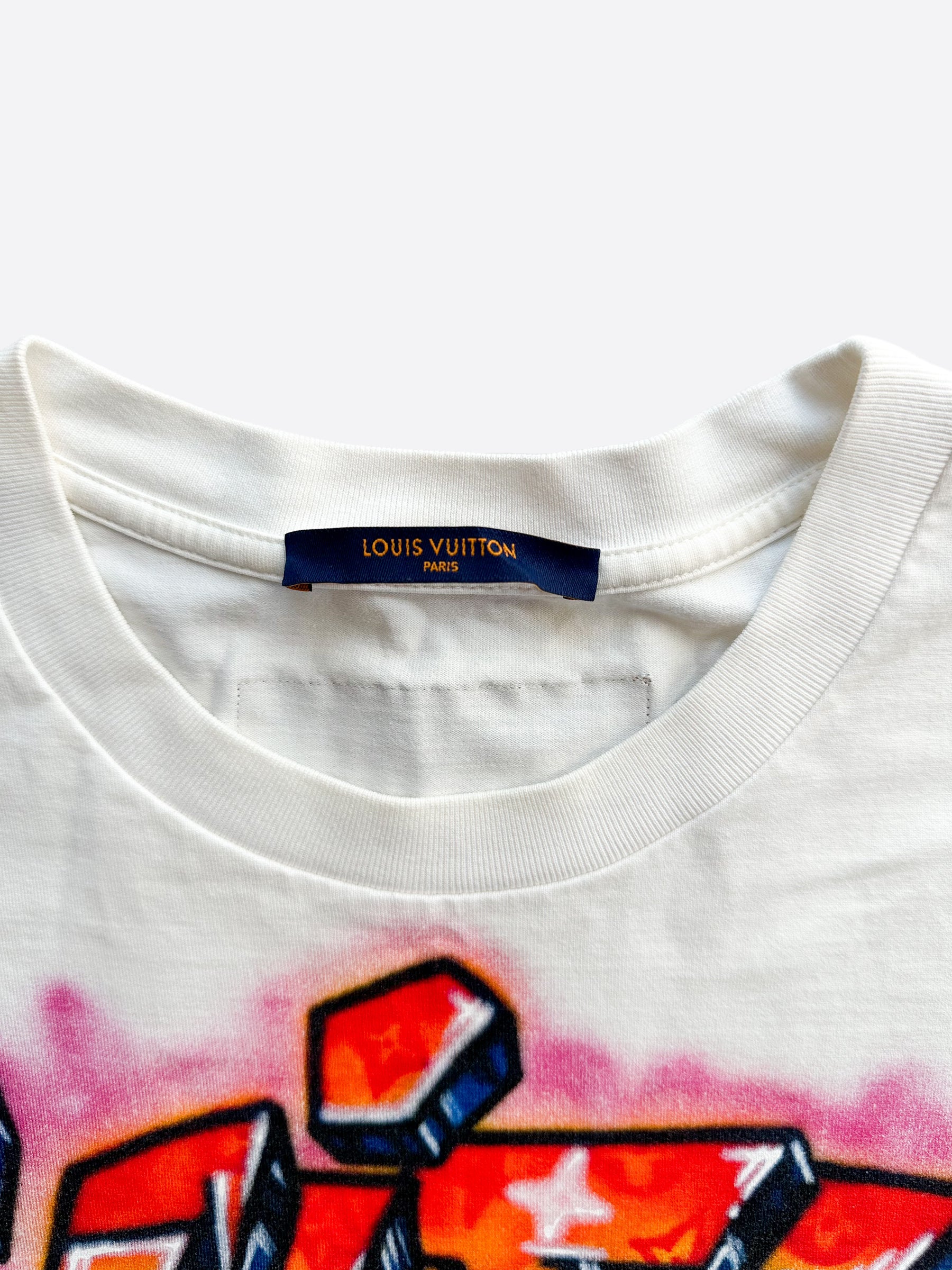 Louis Vuitton White Graffiti Logo T-Shirt
