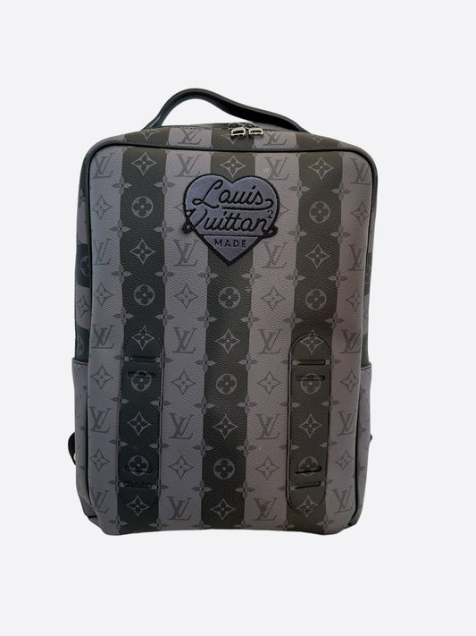 Louis Vuitton Nigo Grey Striped Monogram Utilitary Backpack