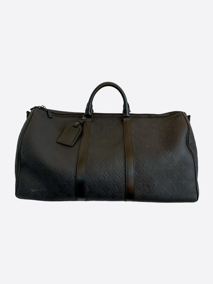 Louis Vuitton Black Taurillon Monogram Keepall 50