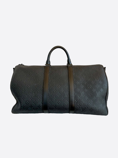 Louis Vuitton Black Taurillon Monogram Keepall 50