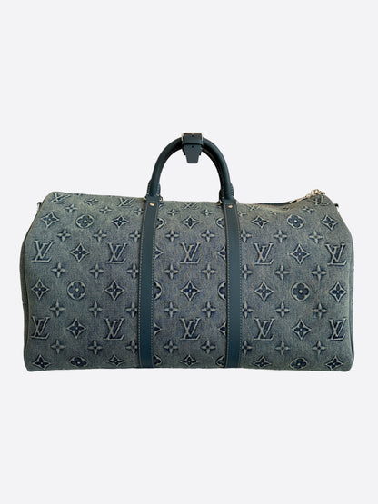 Louis Vuitton Blue Denim Monogram Keepall 50