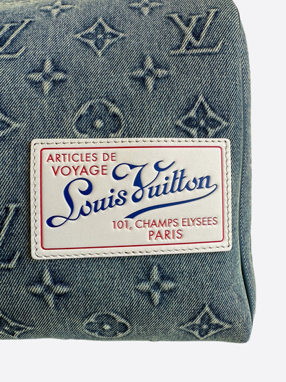 Louis Vuitton Blue Denim Monogram Keepall 50