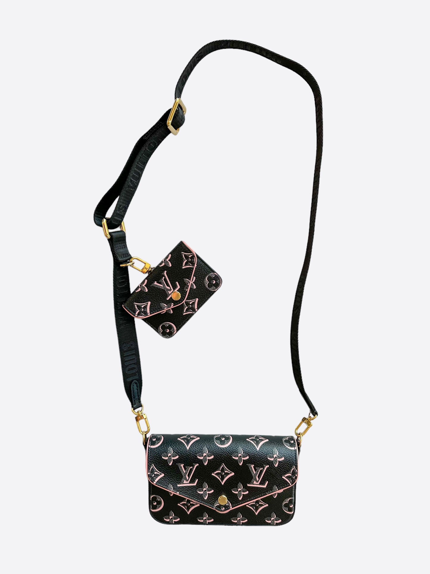 Louis Vuitton Black & Pink Monogram Felicie Strap & Go – Savonches