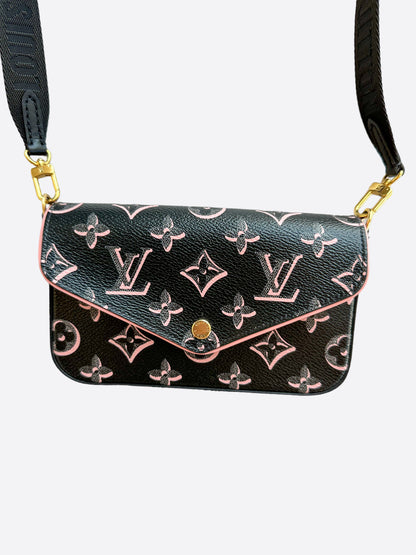 Louis Vuitton Black & Pink Monogram Felicie Strap & Go