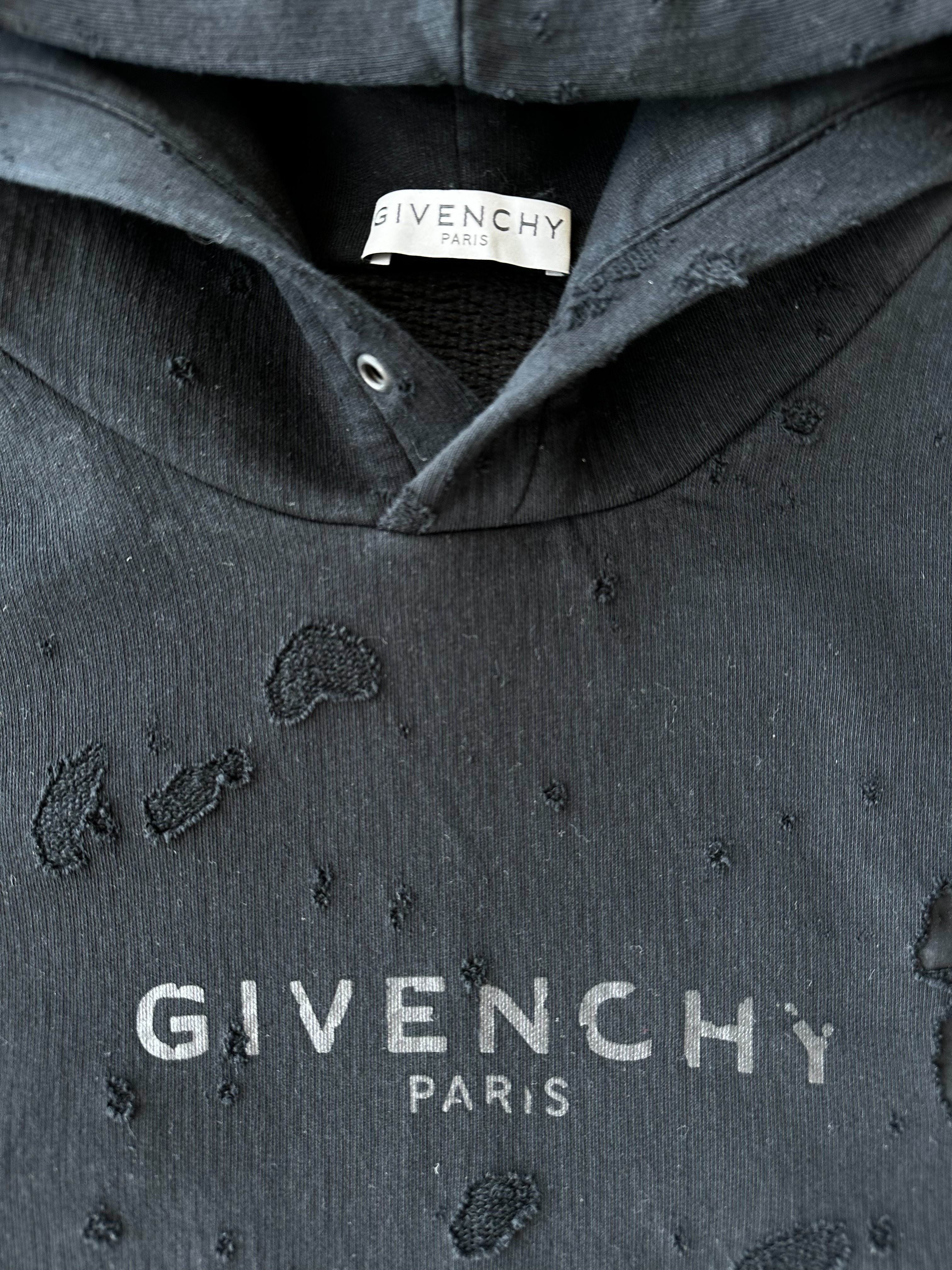 Fashion givenchy distressed logo hoodie