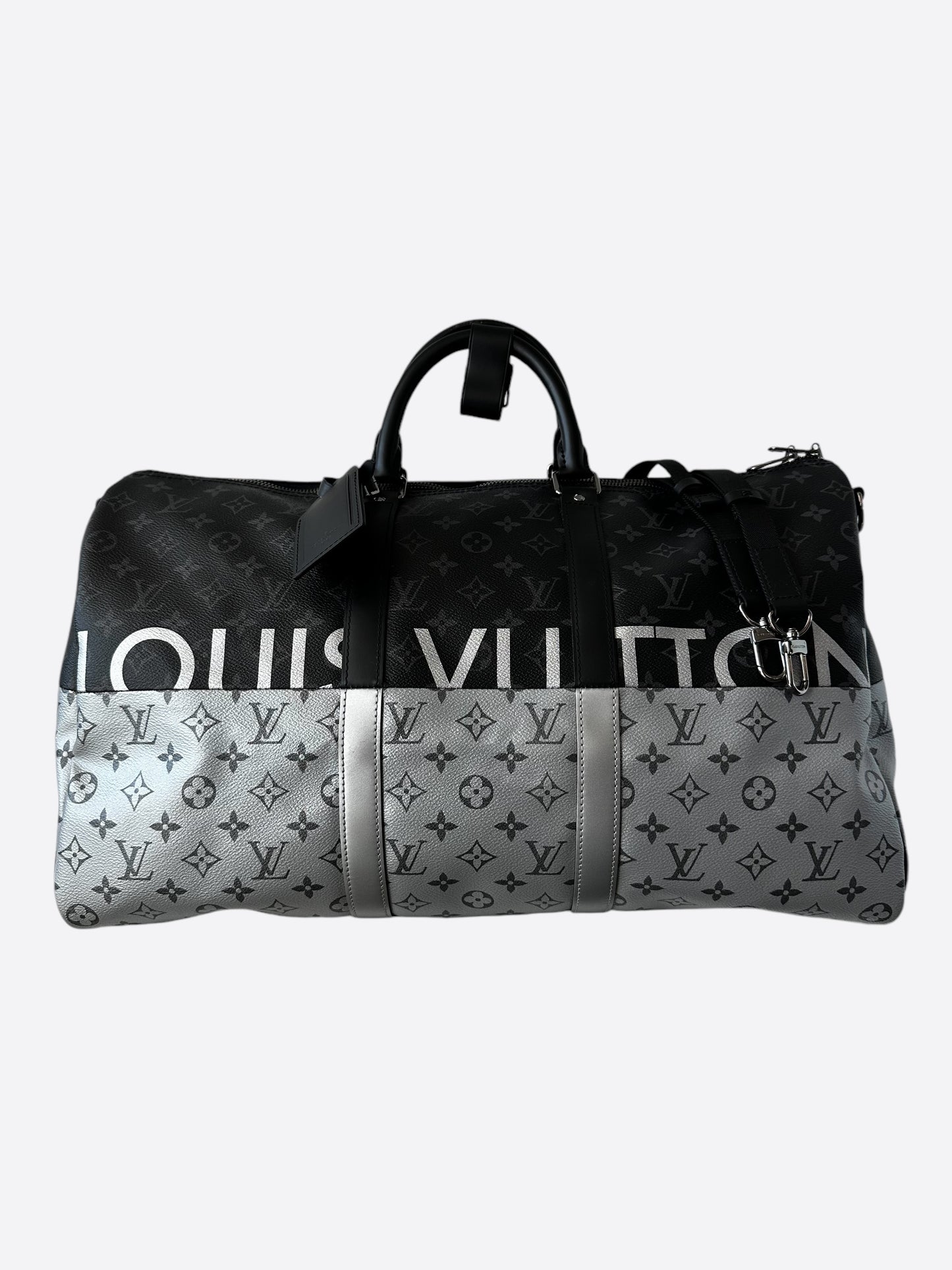 Louis Vuitton Black & Silver Split Monogram Keepall 50