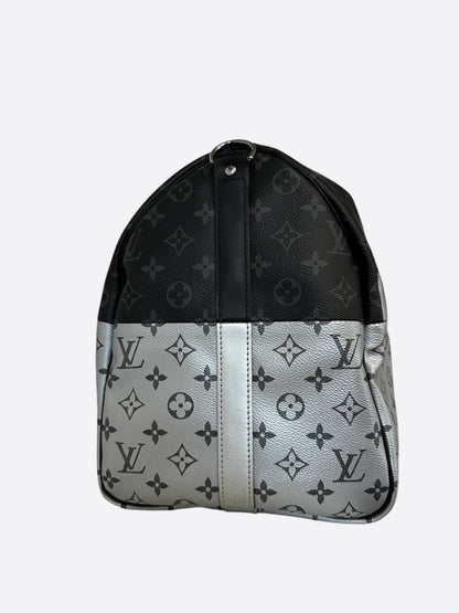 Louis Vuitton Black & Silver Split Monogram Keepall 50